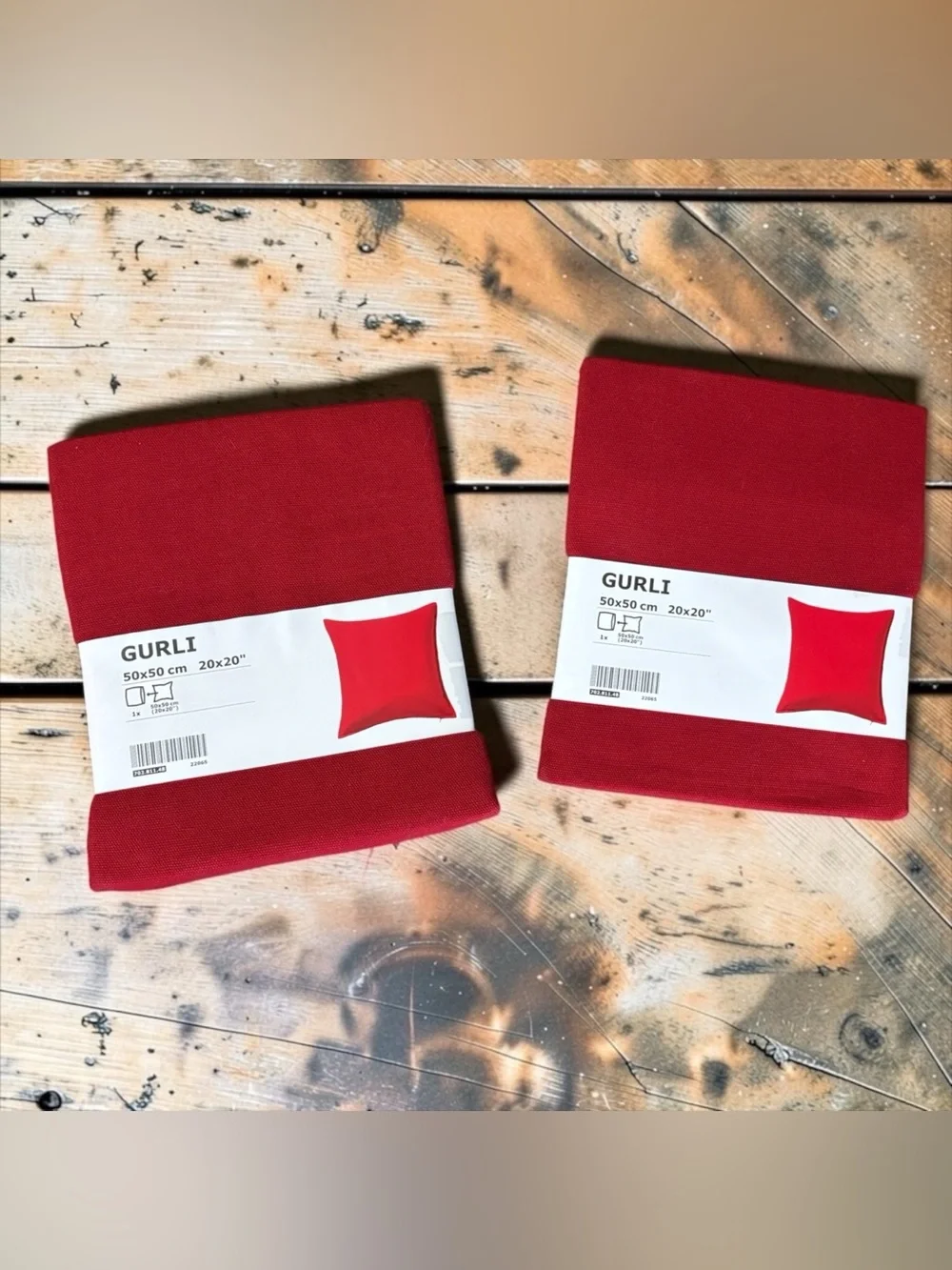 NEW! Bundle of 2- IKEA Gurli 20x20” Pillow Cover- Red - Cover Only - No Pillow.